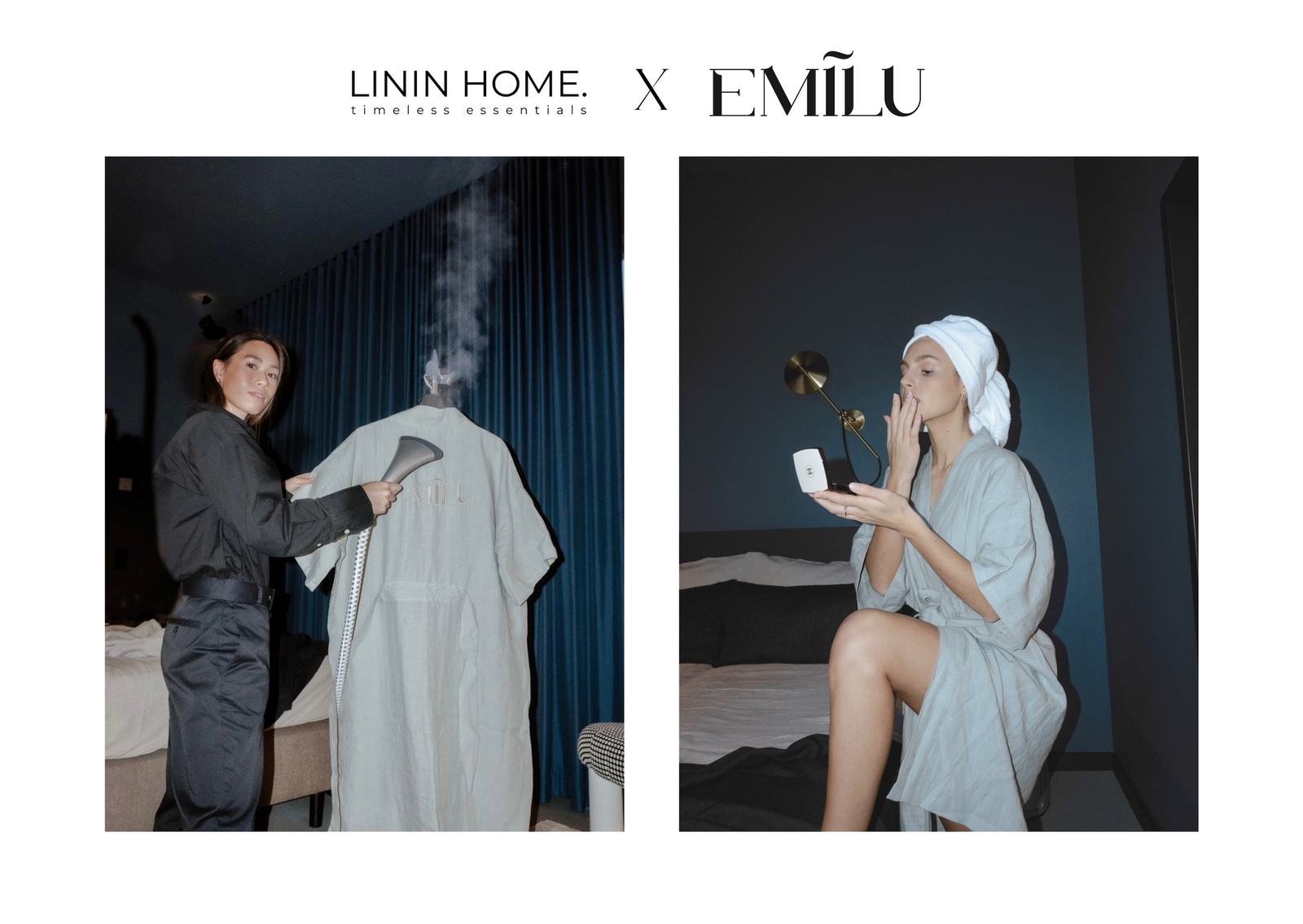 LININ HOME. x EMILU Hotel Kooperation_Leinen Bademantel, Kimono in der Farbe MINT, hellgrün. Verfügbar in verschiedenen Größen