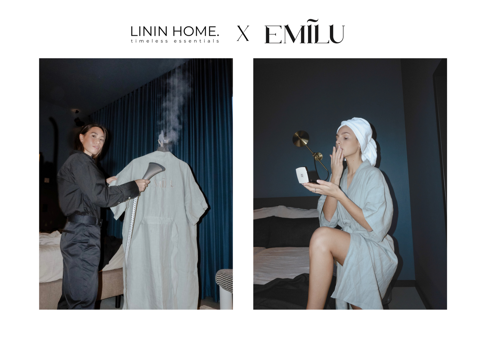 LININ HOME. x EMILU Hotel Kooperation_Leinen Bademantel, Kimono in der Farbe MINT, hellgrün. Verfügbar in verschiedenen Größen 