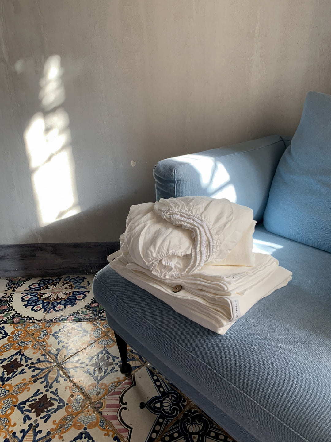 Leinen Spannbettlaken BLANCO | weiß stone washed